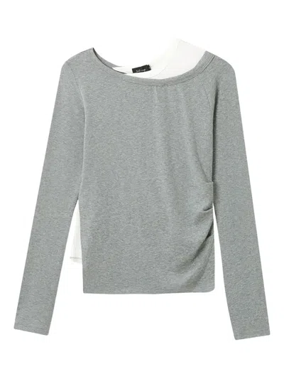 Tout A Coup Layered Long-sleeve Top In Gray