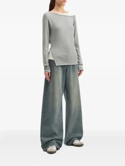 Tout A Coup Layered Long-sleeve Top In Gray