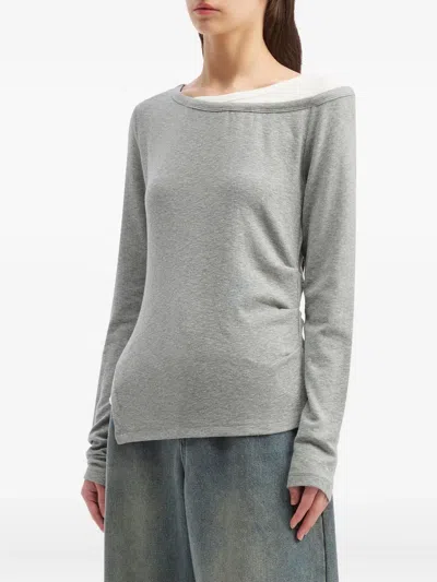 Tout A Coup Layered Long-sleeve Top In Gray