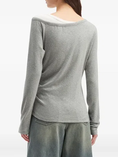 Tout A Coup Layered Long-sleeve Top In Gray