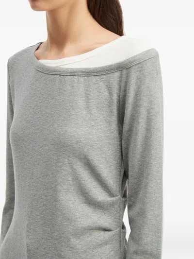 Tout A Coup Layered Long-sleeve Top In Gray
