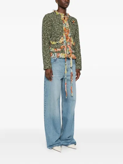 Pre-owned Dolce & Gabbana 2000s Floral-appliqué Jacket In Green