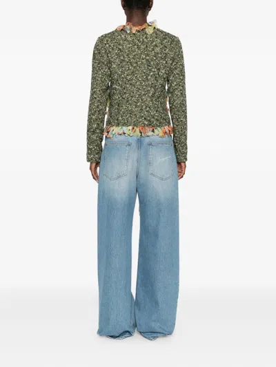 Pre-owned Dolce & Gabbana 2000s Floral-appliqué Jacket In Green