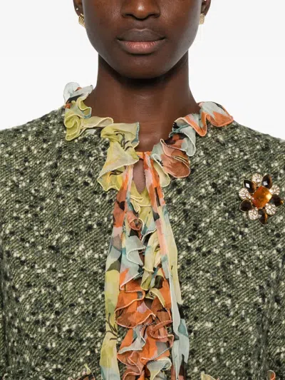 Pre-owned Dolce & Gabbana 2000s Floral-appliqué Jacket In Green