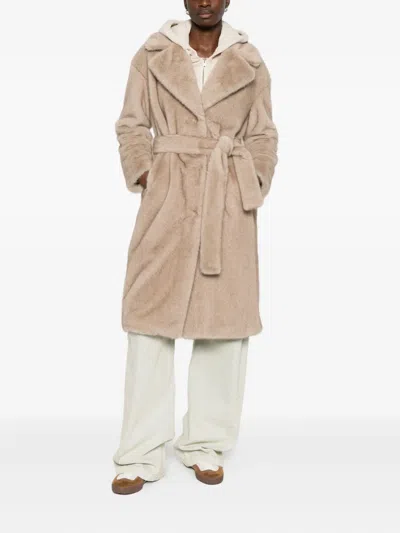Herno Belted Single-breasted Coat In Neutral