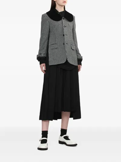 Black Comme Des Garçons Houndstooth Collar Blazer In Gray
