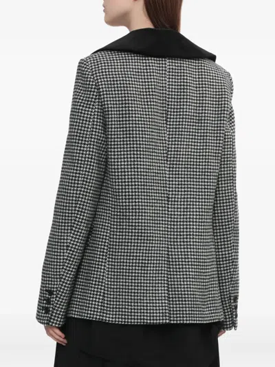 Black Comme Des Garçons Houndstooth Collar Blazer In Gray