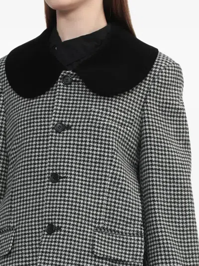 Black Comme Des Garçons Houndstooth Collar Blazer In Gray