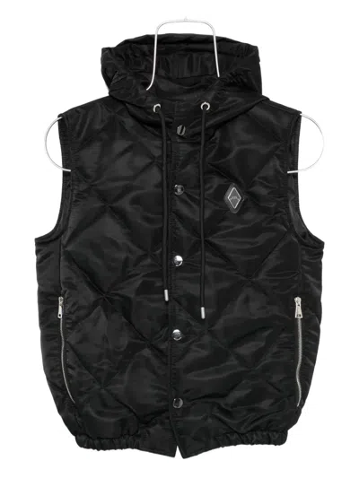 Yes London Hooded Quilted Gilet In Black
