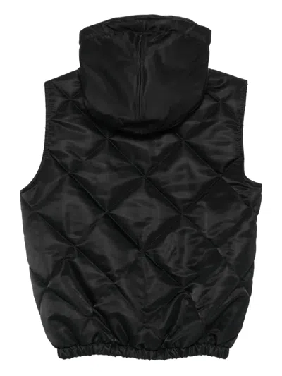 Yes London Hooded Quilted Gilet In Black