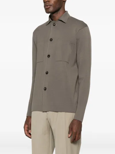 Dell'oglio Fine-knit Shirt In Gray