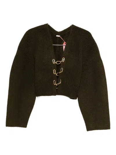 Cult Gaia Mayalu Cardigan In Green Acrylic In Brown
