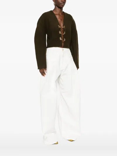 Cult Gaia Mayalu Cardigan In Green Acrylic In Brown