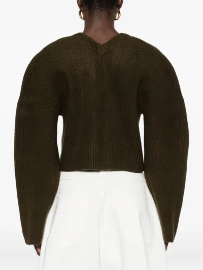 Cult Gaia Mayalu Cardigan In Green Acrylic In Brown