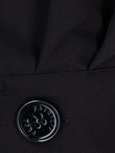 Patrizia Pepe Structured High-neck Top With Textured Fabric And Decorative Button Detail In Black