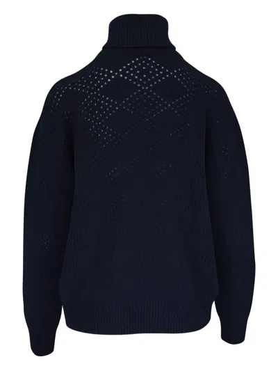Kiton Open-work Roll-neck Sweater In Blue