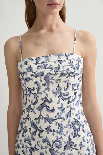 Posse Rue Pleated Printed Linen And Silk-blend Midi Dress In Multi