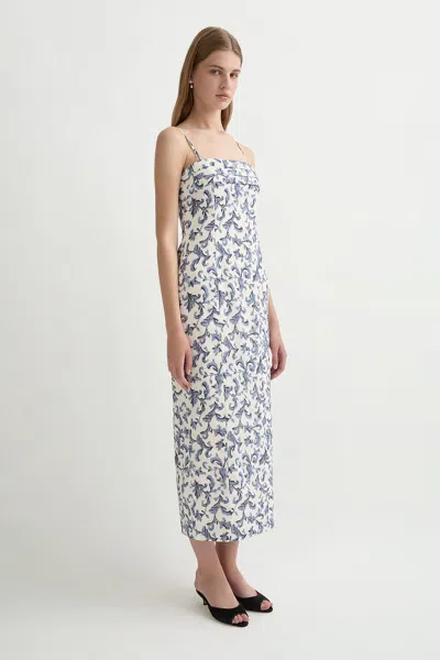Posse Rue Pleated Printed Linen And Silk-blend Midi Dress In Multi