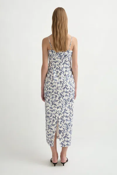 Posse Rue Pleated Printed Linen And Silk-blend Midi Dress In Multi