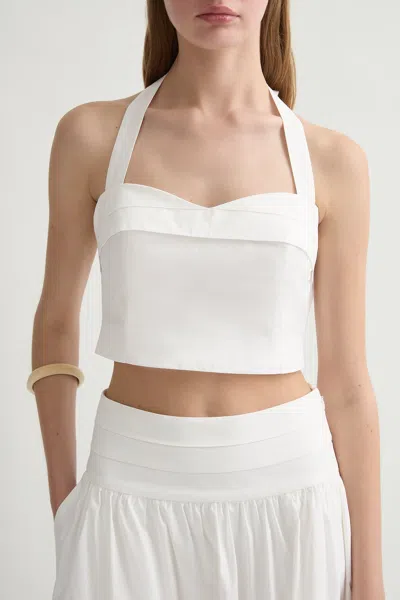 Posse Rue Cotton-poplin Halterneck Bustier Top In White