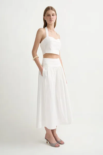 Posse Rue Cotton-poplin Halterneck Bustier Top In White