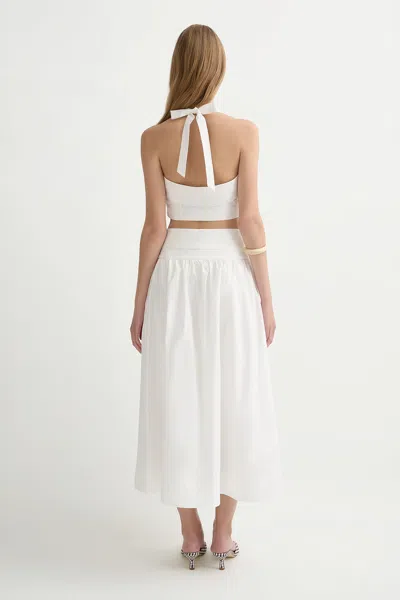 Posse Rue Cotton-poplin Halterneck Bustier Top In White