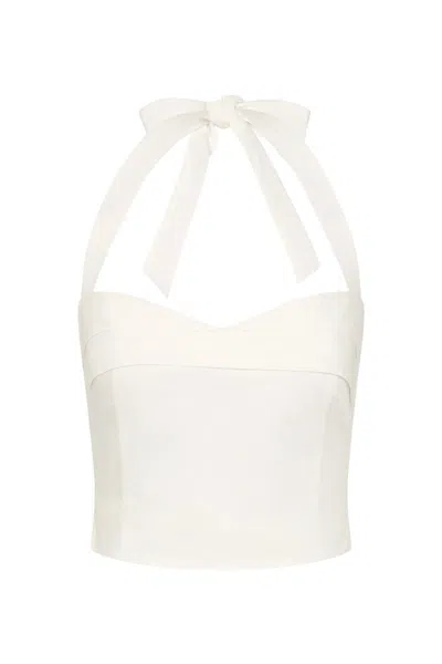 Posse Rue Cotton-poplin Halterneck Bustier Top In White