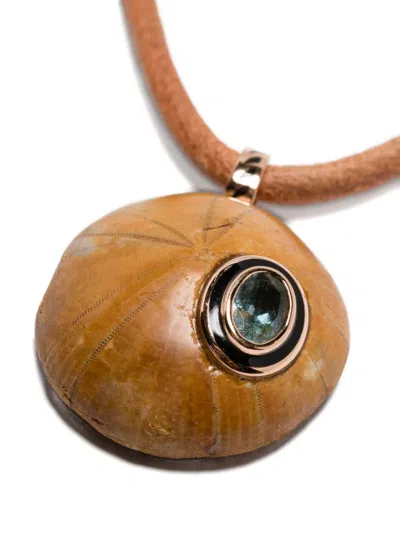 Dezso 18k Rose Gold Fossilized Aquamarine Necklace In Pink