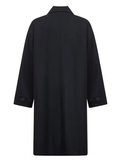 Studio Nicholson Blue Melton Wool Blend Cabo Coat In Black