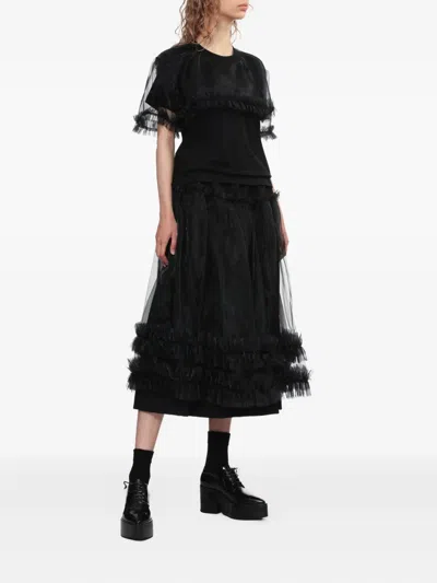 Noir Kei Ninomiya Ruffled Panel Top In Black