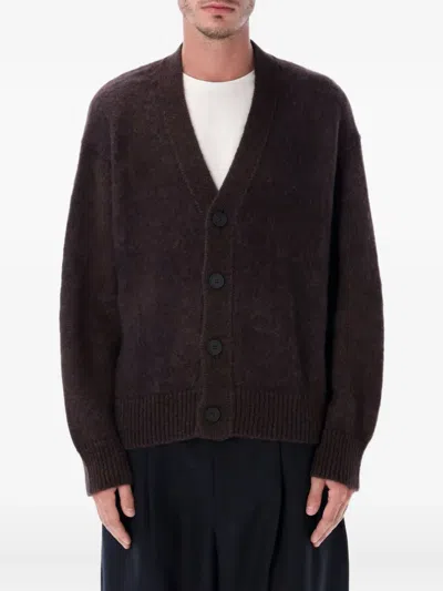Studio Nicholson Trey Superkid Mohair Cardigan In Brown
