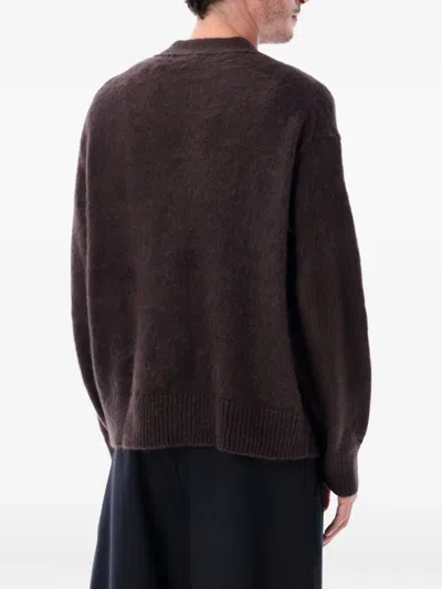 Studio Nicholson Trey Superkid Mohair Cardigan In Brown
