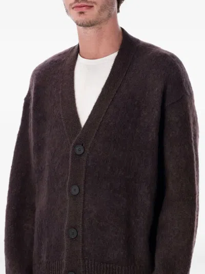 Studio Nicholson Trey Superkid Mohair Cardigan In Brown