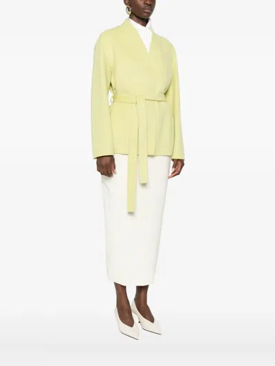 Ermanno Firenze Belted Single-breasted Coat In Yellow