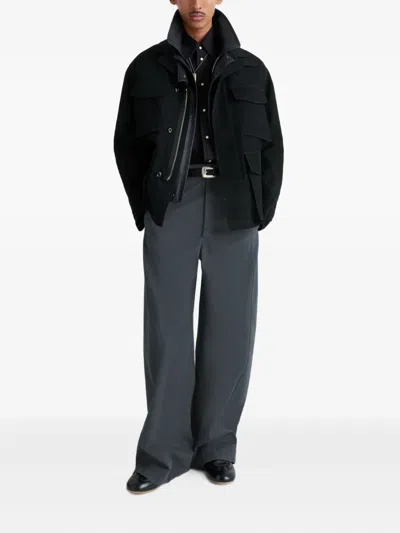 Lemaire Buttoned-cuff Pocket Overshirt In Black