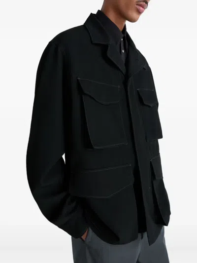 Lemaire Buttoned-cuff Pocket Overshirt In Black