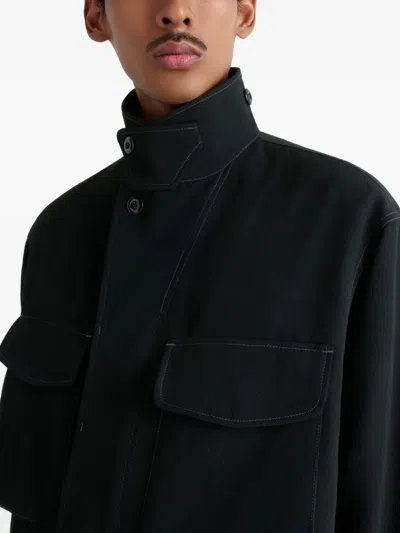 Lemaire Buttoned-cuff Pocket Overshirt In Black