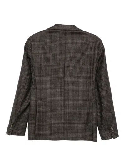 Luigi Bianchi Mantova Checked Single-breasted Blazer In Brown