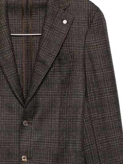 Luigi Bianchi Mantova Checked Single-breasted Blazer In Brown
