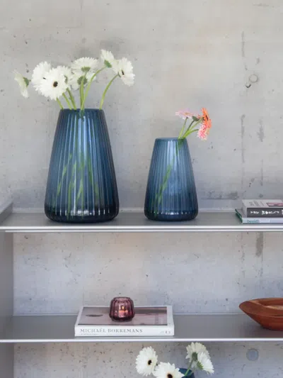 Xlboom Large Dim Stripe Vase In Blue