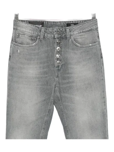 Dondup Five-pocket Distressed-hem Jeans In Gray