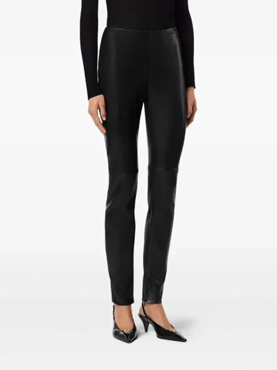 Versace Leather Panel Trousers In Black