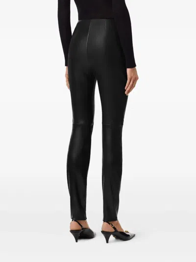 Versace Leather Panel Trousers In Black