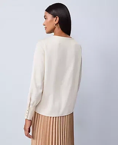 Ann Taylor Satin Boat Neck Popover Top In White