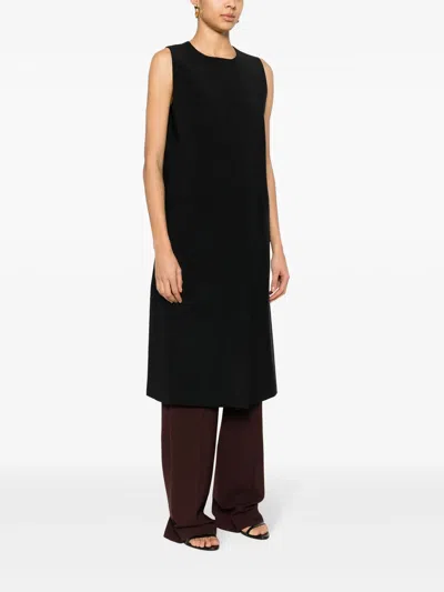 Alberta Ferretti Sleeveless Longline Jacket Front Pockets In Black