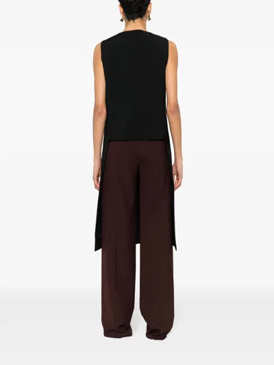 Alberta Ferretti Sleeveless Longline Jacket Front Pockets In Black