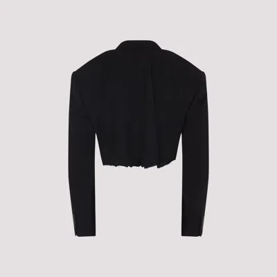 Balenciaga Cut-off Single-breasted Cropped Blazer In Black
