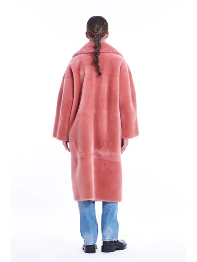 Blancha Faux Fur Double-breasted Coat In Pink