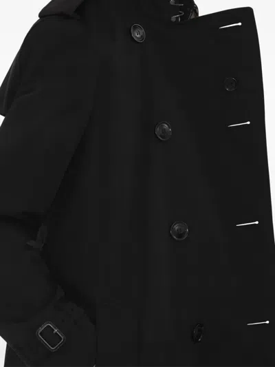 Burberry Double Breasted Belted-waist Coat In Black