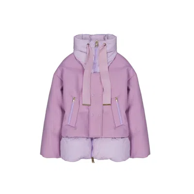 Herno High-neck Layered Padded Jacket In Purple